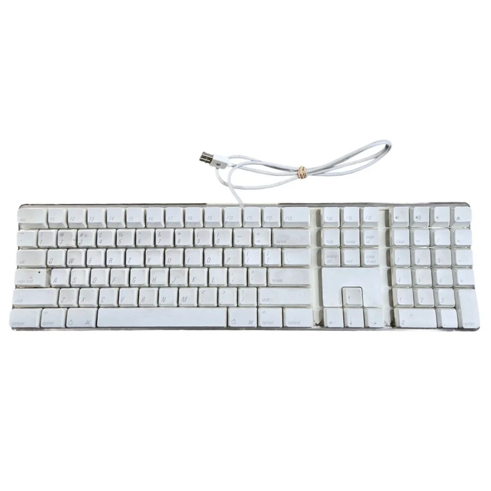 Vintage Apple A1048 Wired USB White Acrylic Keyboard 2005 M9034LL/A Tested
